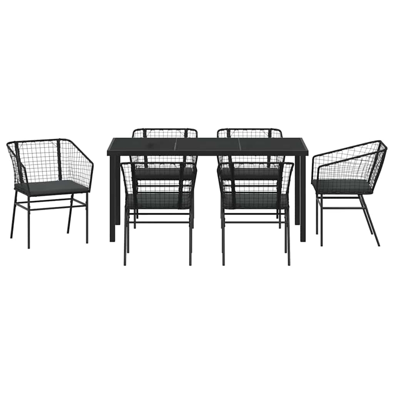 Afuera Living 7 Piece Poly Rattan Garden Dining Set in Black