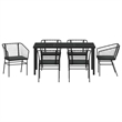 Afuera Living 7 Piece Poly Rattan Garden Dining Set in Black