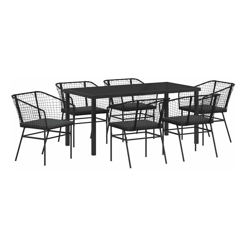 Afuera Living 7 Piece Poly Rattan Garden Dining Set in Black