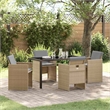 Afuera Living 5 Piece Poly Rattan Garden Dining Set with Cushions in Beige