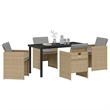 Afuera Living 5 Piece Poly Rattan Garden Dining Set with Cushions in Beige