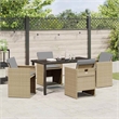 Afuera Living 5 Piece Poly Rattan Garden Dining Set with Cushions in Beige