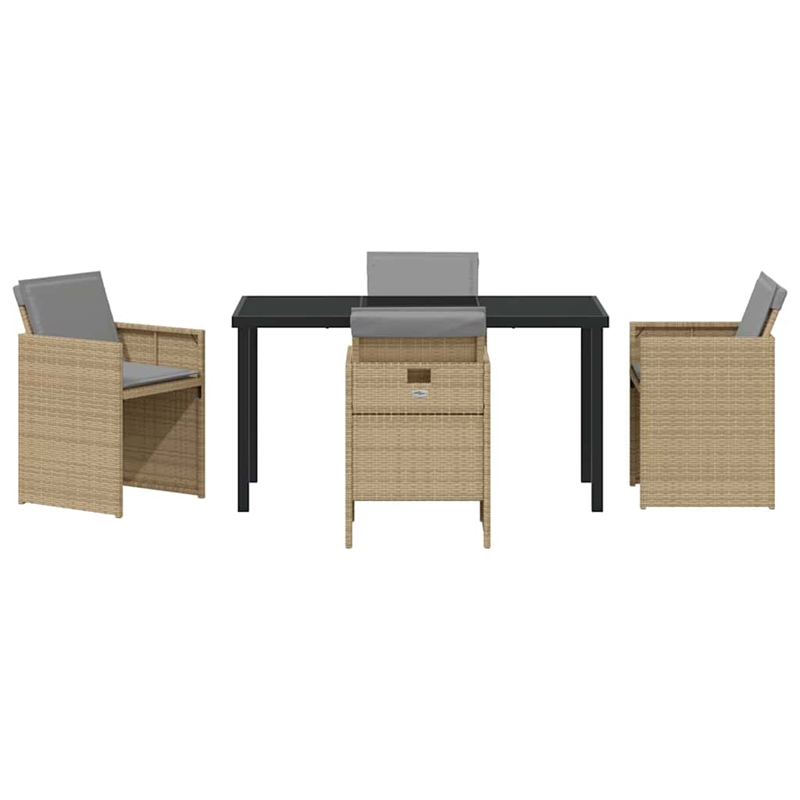 Afuera Living 5 Piece Poly Rattan Garden Dining Set with Cushions in Beige