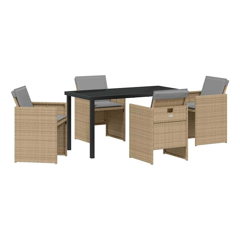 Afuera Living 5 Piece Poly Rattan Garden Dining Set with Cushions in Beige