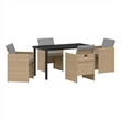 Afuera Living 5 Piece Poly Rattan Garden Dining Set with Cushions in Beige