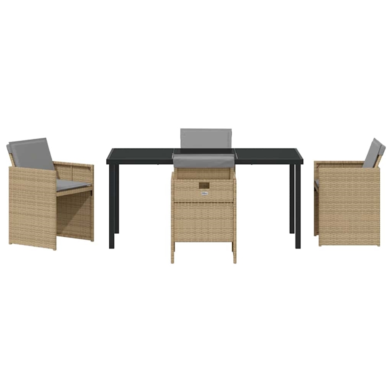 Afuera Living 5 Piece Poly Rattan Garden Dining Set with Cushions in Beige