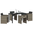 Afuera Living 5 Piece Poly Rattan Garden Dining Set with Cushions in Gray