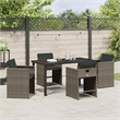Afuera Living 5 Piece Poly Rattan Garden Dining Set with Cushions in Gray