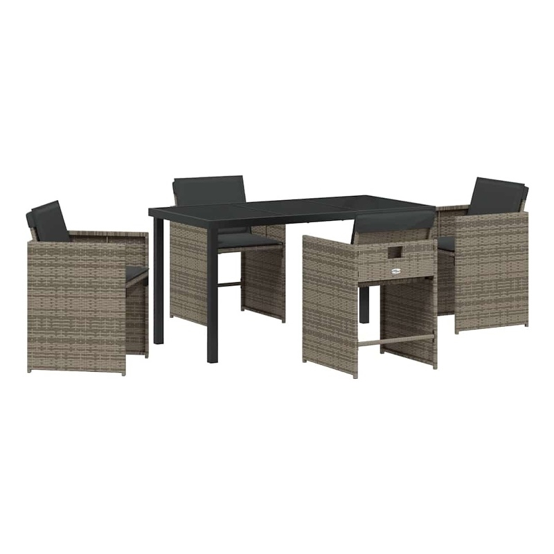 Afuera Living 5 Piece Poly Rattan Garden Dining Set with Cushions in Gray
