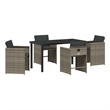 Afuera Living 5 Piece Poly Rattan Garden Dining Set with Cushions in Gray