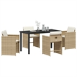 Afuera Living 5 Piece Poly Rattan Garden Dining Set with Cushions in Beige
