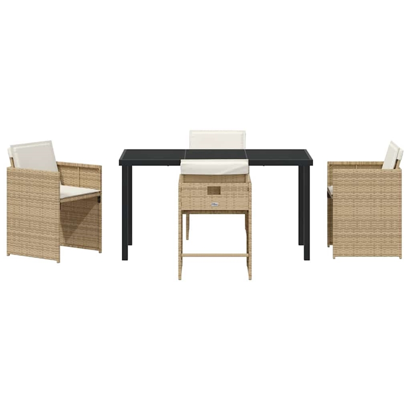 Afuera Living 5 Piece Poly Rattan Garden Dining Set with Cushions in Beige