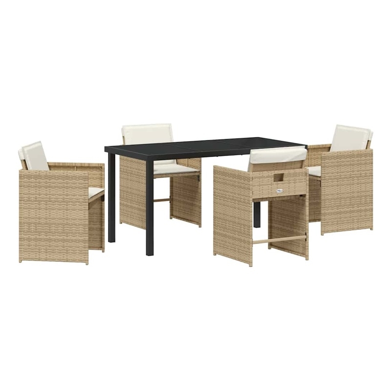 Afuera Living 5 Piece Poly Rattan Garden Dining Set with Cushions in Beige