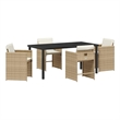 Afuera Living 5 Piece Poly Rattan Garden Dining Set with Cushions in Beige