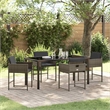 Afuera Living 5 Piece Poly Rattan Garden Dining Set with Cushions in Gray