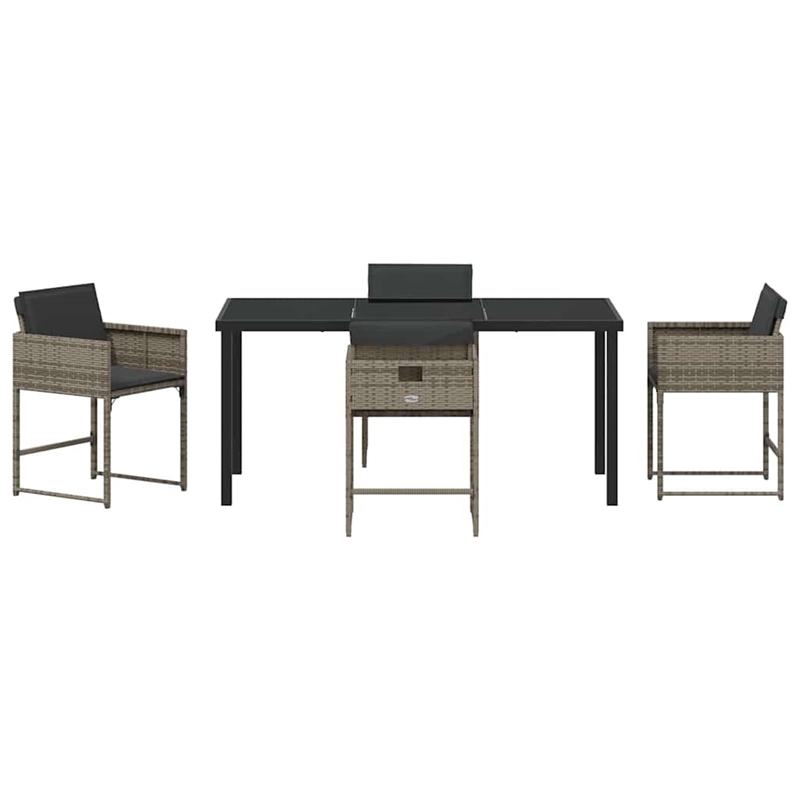 Afuera Living 5 Piece Poly Rattan Garden Dining Set with Cushions in Gray