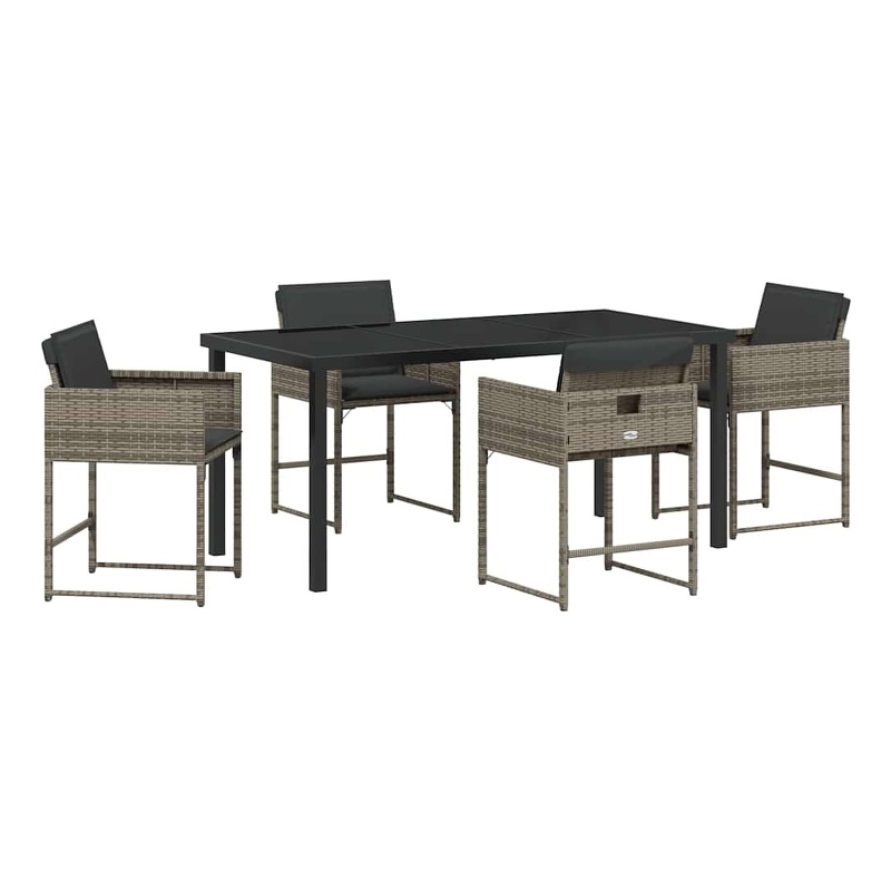 Afuera Living 5 Piece Poly Rattan Garden Dining Set with Cushions in Gray