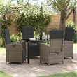 Afuera Living 5 Piece Poly Rattan Garden Dining Set with Cushions in Gray