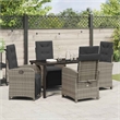 Afuera Living 5 Piece Poly Rattan Garden Dining Set with Cushions in Gray
