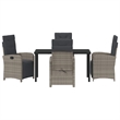 Afuera Living 5 Piece Poly Rattan Garden Dining Set with Cushions in Gray