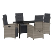 Afuera Living 5 Piece Poly Rattan Garden Dining Set with Cushions in Gray