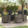 Afuera Living 5 Piece Poly Rattan Garden Dining Set with Cushions in Gray