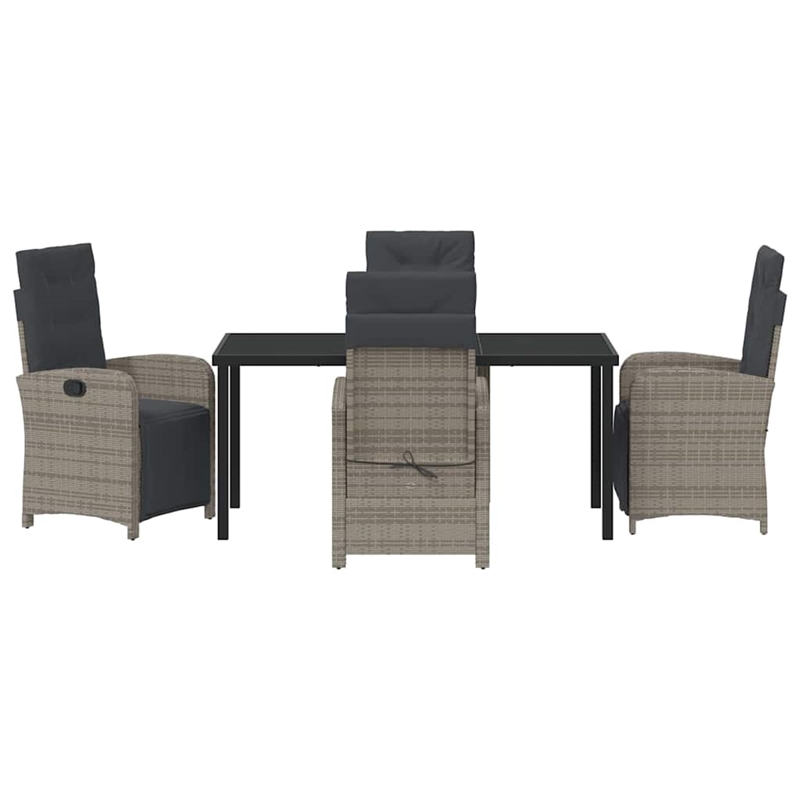 Afuera Living 5 Piece Poly Rattan Garden Dining Set with Cushions in Gray