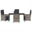 Afuera Living 5 Piece Poly Rattan Garden Dining Set with Cushions in Gray