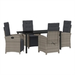 Afuera Living 5 Piece Poly Rattan Garden Dining Set with Cushions in Gray