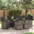 Afuera Living 7 Piece Poly Rattan Garden Dining Set with Cushions in Gray
