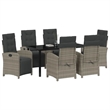 Afuera Living 7 Piece Poly Rattan Garden Dining Set with Cushions in Gray