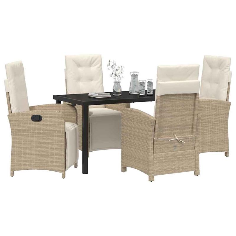 Afuera Living 5 Piece Poly Rattan Garden Dining Set with Cushions in Beige