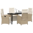 Afuera Living 5 Piece Poly Rattan Garden Dining Set with Cushions in Beige