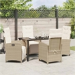 Afuera Living 5 Piece Poly Rattan Garden Dining Set with Cushions in Beige