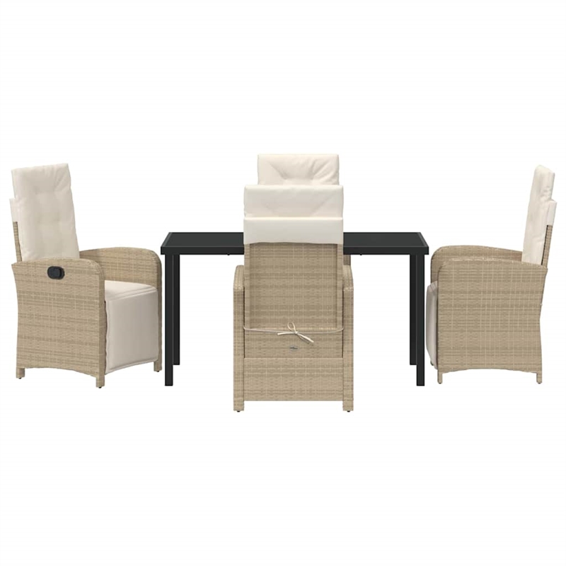 Afuera Living 5 Piece Poly Rattan Garden Dining Set with Cushions in Beige