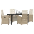 Afuera Living 5 Piece Poly Rattan Garden Dining Set with Cushions in Beige