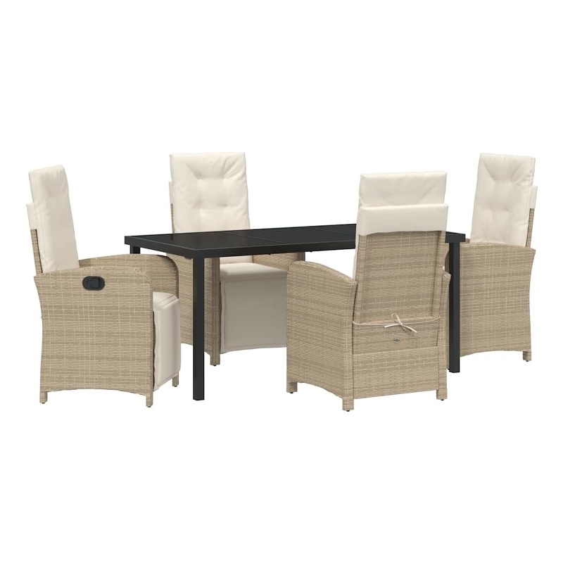 Afuera Living 5 Piece Poly Rattan Garden Dining Set with Cushions in Beige
