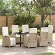 Afuera Living 7 Piece Poly Rattan Garden Dining Set with Cushions in Beige