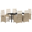 Afuera Living 7 Piece Poly Rattan Garden Dining Set with Cushions in Beige