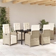 Afuera Living 7 Piece Poly Rattan Garden Dining Set with Cushions in Beige