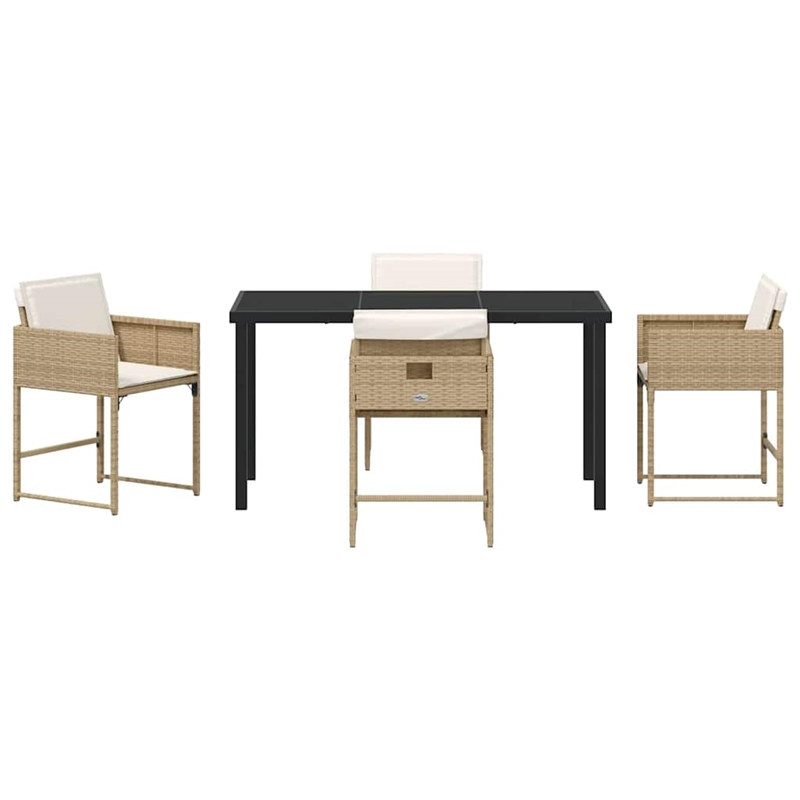 Afuera Living 5 Piece Poly Rattan Garden Dining Set with Cushions in Beige