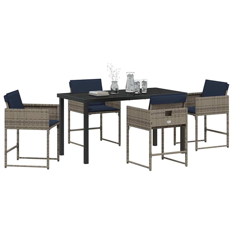 Afuera Living 5 Piece Poly Rattan Garden Dining Set with Cushions in Gray