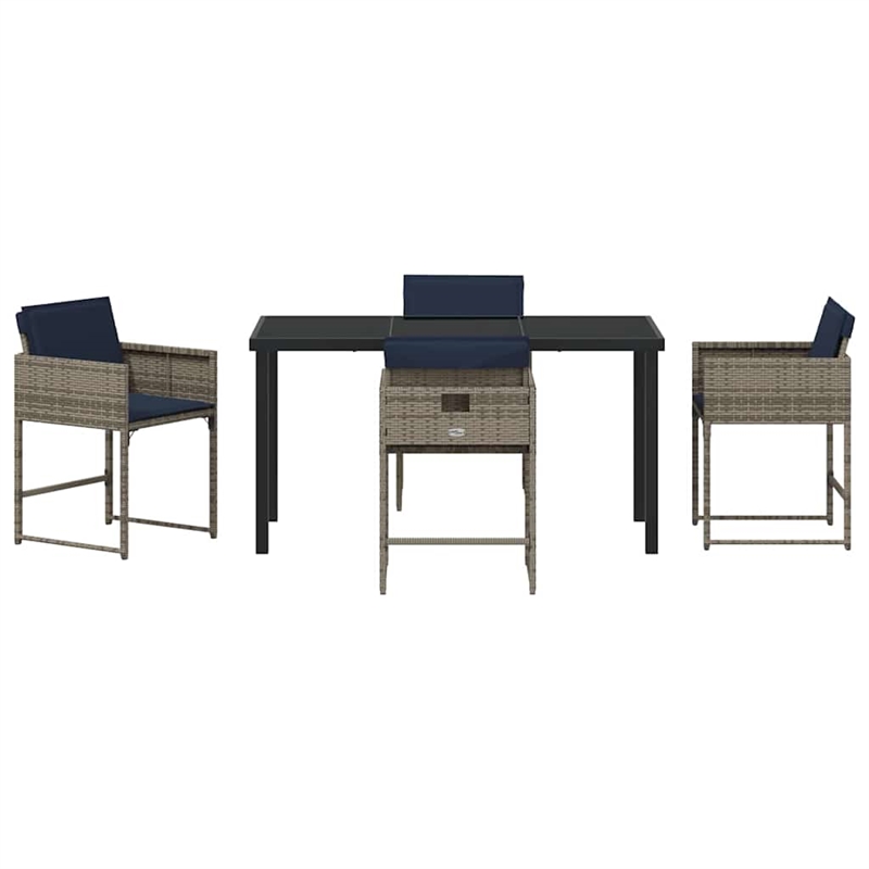 Afuera Living 5 Piece Poly Rattan Garden Dining Set with Cushions in Gray