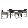 Afuera Living 5 Piece Poly Rattan Garden Dining Set with Cushions in Gray
