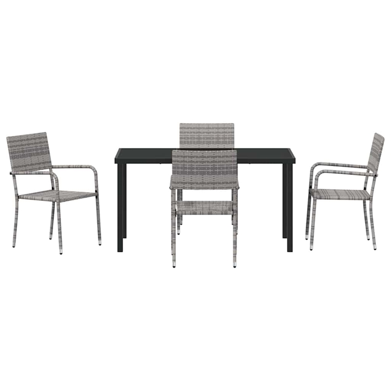 Afuera Living 5 Piece Poly Rattan Garden Dining Set with Cushions in Gray