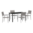 Afuera Living 5 Piece Poly Rattan Garden Dining Set with Cushions in Gray