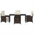 Afuera Living 5 Piece Poly Rattan Garden Dining Set with Cushions in Brown