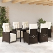 Afuera Living 7 Piece Poly Rattan Garden Dining Set with Cushions in Brown