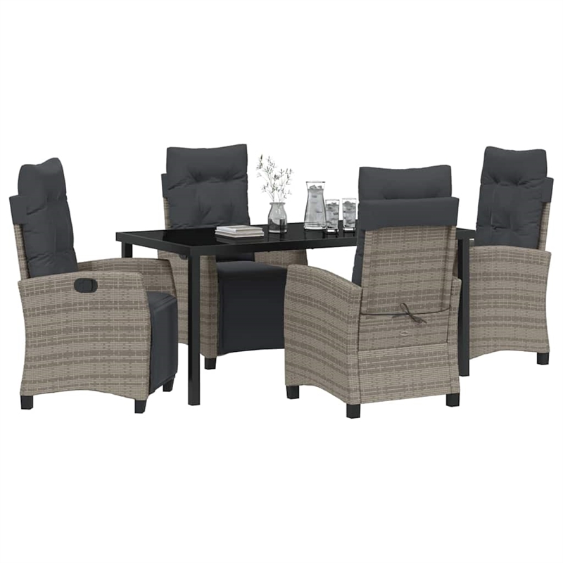 Afuera Living 5 Piece Poly Rattan Garden Dining Set with Cushions in Gray
