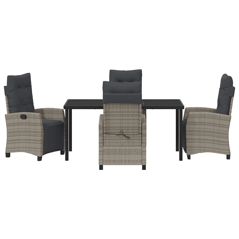 Afuera Living 5 Piece Poly Rattan Garden Dining Set with Cushions in Gray